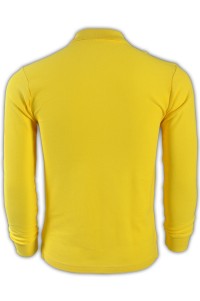 SKLPS008 solid color banana yellow 049 long-sleeved men's Polo shirt 1AD01 supply order solid color long-sleeved polo shirt cotton breathable polo shirt polo shirt made in hong kong price front view